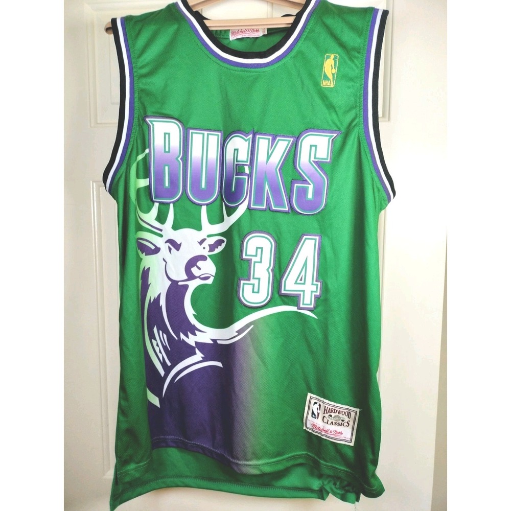 NWT Mitchell & Ness Ray Allen 34 Milwaukee Bucks 1996 Alternate Jersey Green 50L